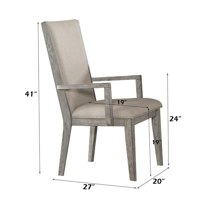 Rocky - Arm Chair Set of 2) - Fabric & Gray Oak