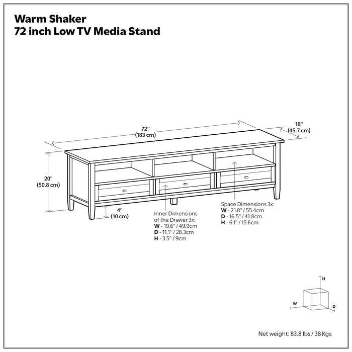 Warm Shaker - Handcrafted Low TV Media Stand