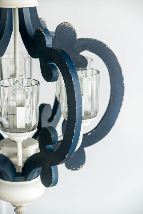 Wood Chandelier 6 Light Farmhouse Pendant Lighting Wood Hanging Light Fixture For Kitchen Living Dining Room, Bulb Not Included - Cream