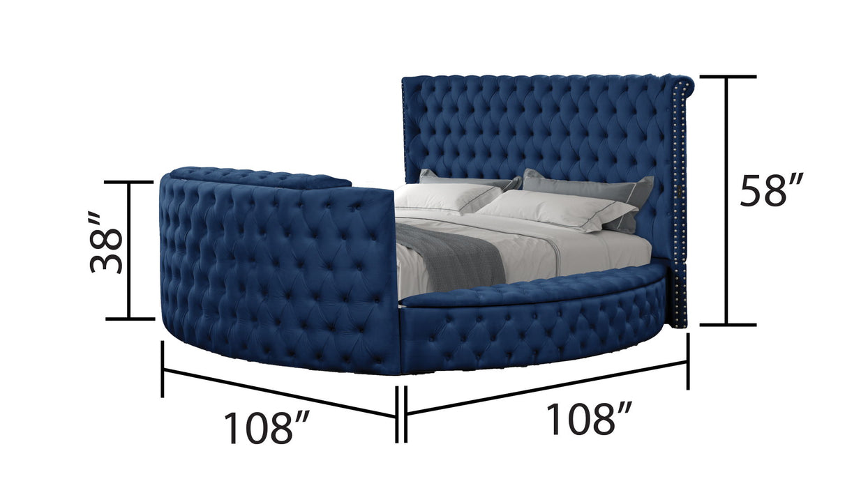 Maya Modern Style Crystal Tufted Queen 5 Piece Bed Room Set Made With Wood In Blue