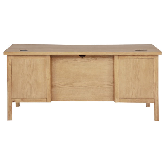 Vermes 66-inch 7-drawer Computer Desk with Power Outlet Light Ash