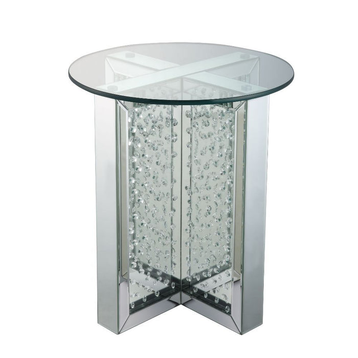 Nysa - End Table - Mirrored & Faux Crystals - 23"