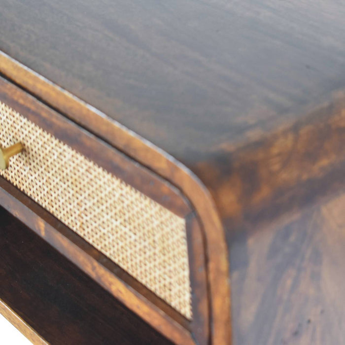 Wall Mounted Open Woven Bedside Table - Chestnut