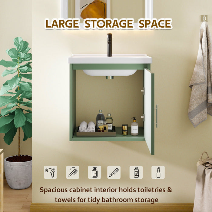 Floating Bathroom Vanity Combo, Wall Mounted Cabinet With Sink & Soft Close Doors For Small Bathrooms