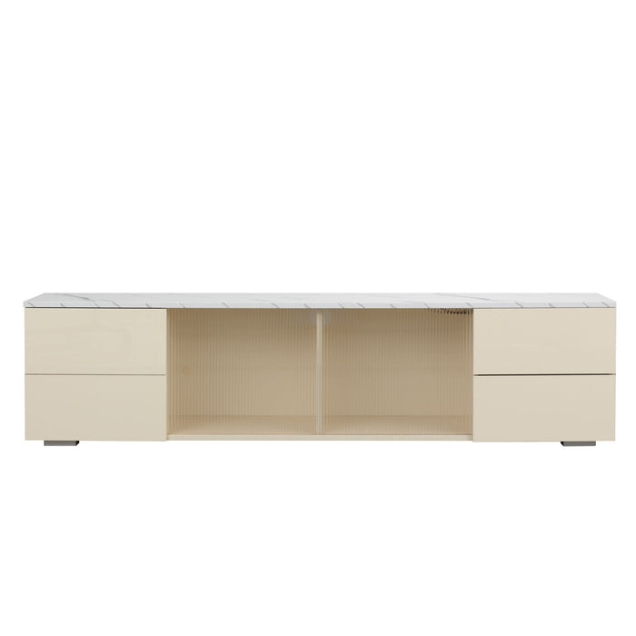 TV Stand, Tvcabinet, Entertainment Center, TV Console, Media Console, With Led Remote Control Lights, Roof Gravel Texture, Uv Drawer Panels, Sliding Doors, Can Be Placed In The Living Room, Bedroom - Beige