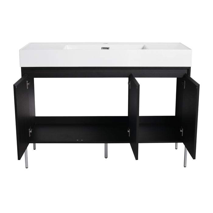 Freestanding Bathroom Vanity With Resin Sink And Storage Cabinet