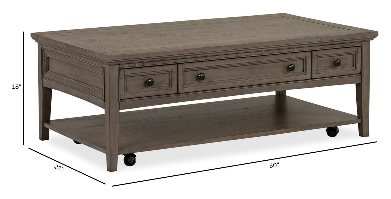 Paxton Place - Rectangular Cocktail Table With Casters - Dovetail Gray