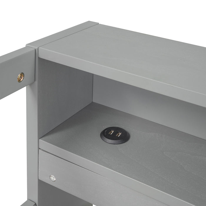 Daybed With 2 Trundles, 3 Storage Cubbies, Built In USB Charging Light