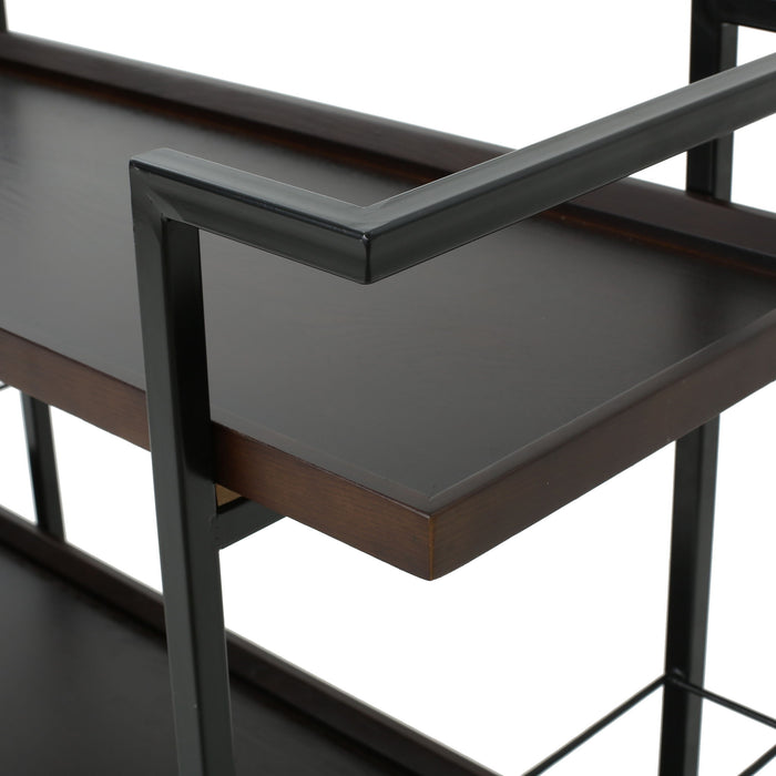 Modern Industrial Bar Cart With Shelving And Casters