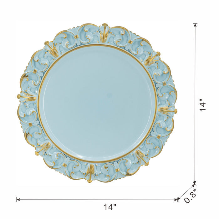 Plastic Charger Plate (Set of 6) - Blue / Gold