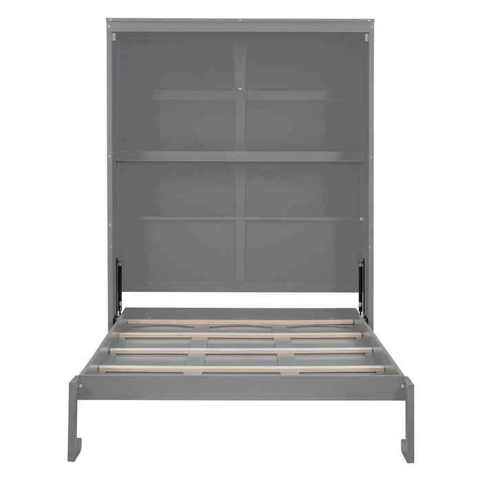 Full Size Murphy Wall Comfort Bed With Shelves - Gray