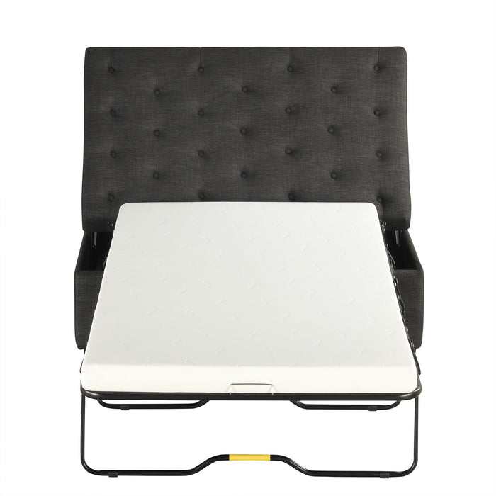 Convertible Folding Sofa Bed Ottoman With Memory Mattress And Tufted Design