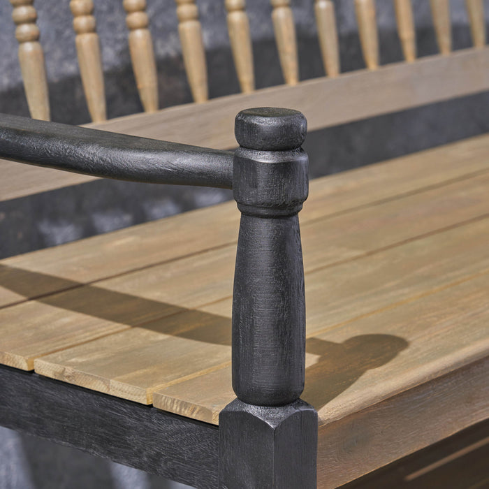 Slatted Bench With Built In Shelf