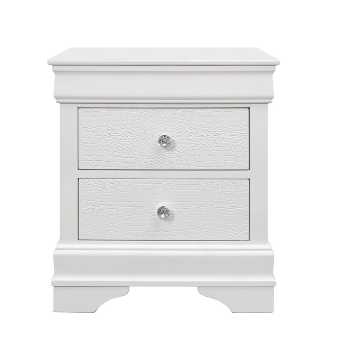 Shaker - 5 Pieces Bedroom Set With Crystal Inspired Tufted Headboard And LED Lighting