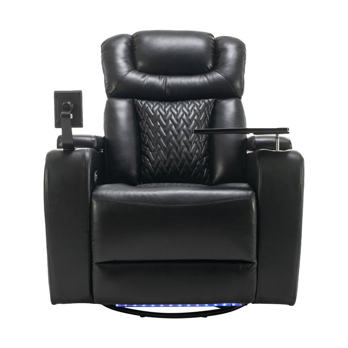 270 Degree Swivel Power Recliner With Tray Table, Phone Holder, Cup Holder, USB Port