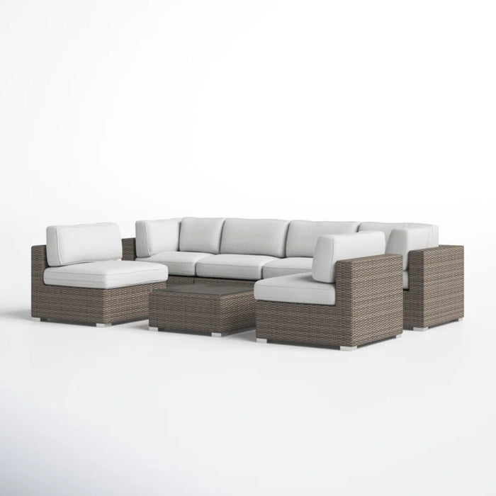 Seating Set With Cushions Handcrafted Wicker Design