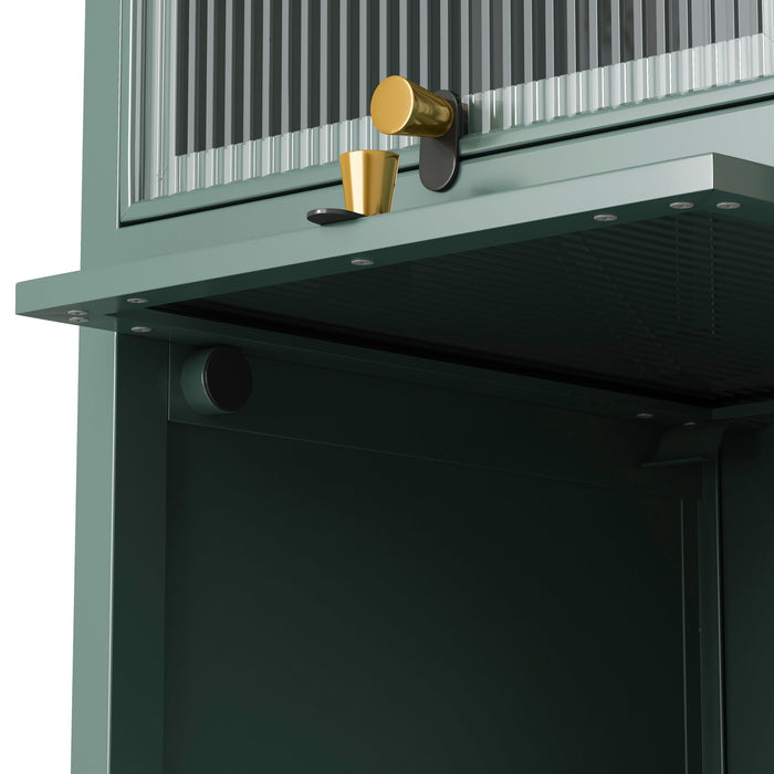 Glass Door Cabinet With Tier Storage