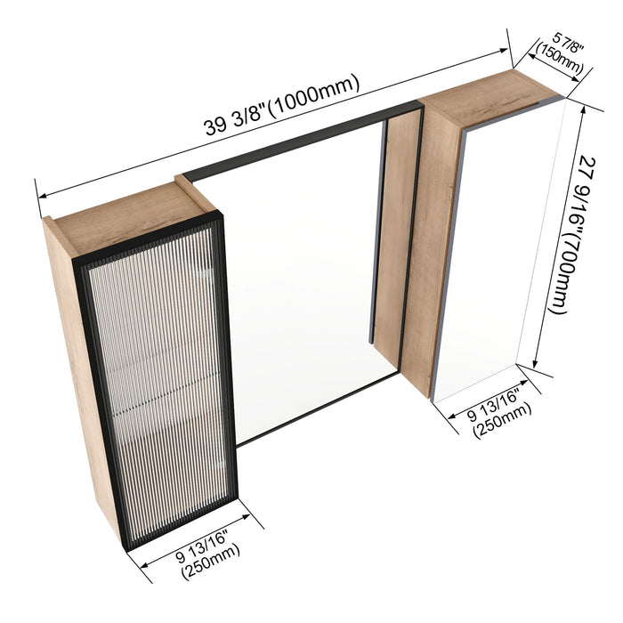 Wall Mounted Cabinet With Soft Close Door, Adjustable Shelves Storage For Bathroom - Imitative Oak