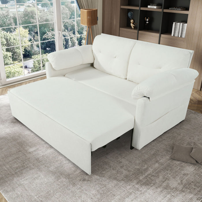 Modern Convertible Sleeper Sofa Bed With Pull-Out Queen Design, Side Storage & Thick Cushions