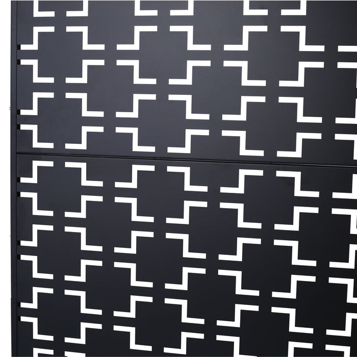 Outdoor / Indoor Privacy Screen Metal Privacy Screen, Freestanding Decorative Privacy Screen For Deck Balcony Patio - Black
