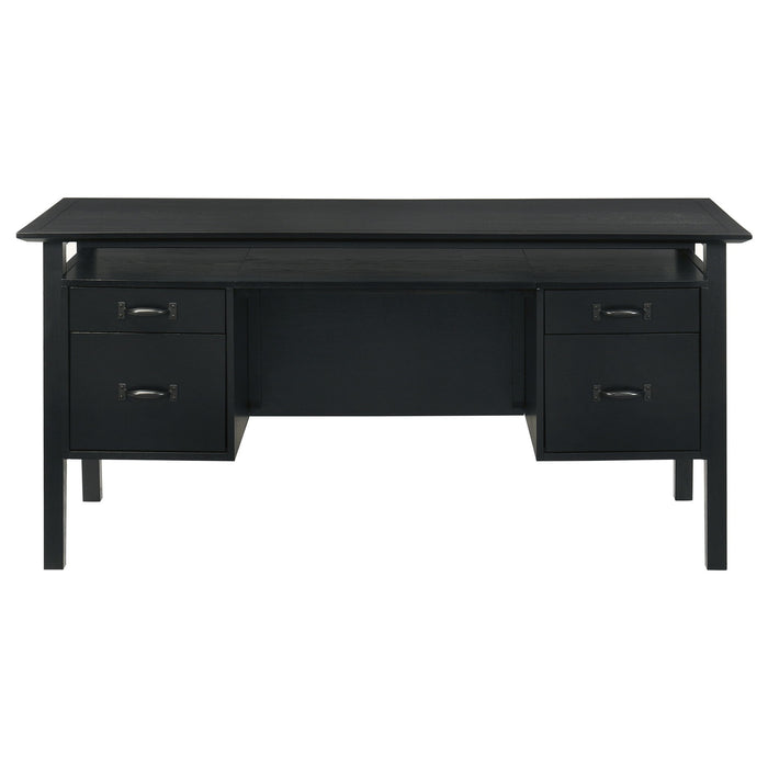 Goodson 64-inch 4-Drawer Double Pedestal Computer Desk Black