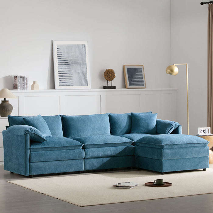 Modular Sectional With Deep And Wide Seat, Cloud Couch Set With Double Cushions Sofa With Movable Ottoman