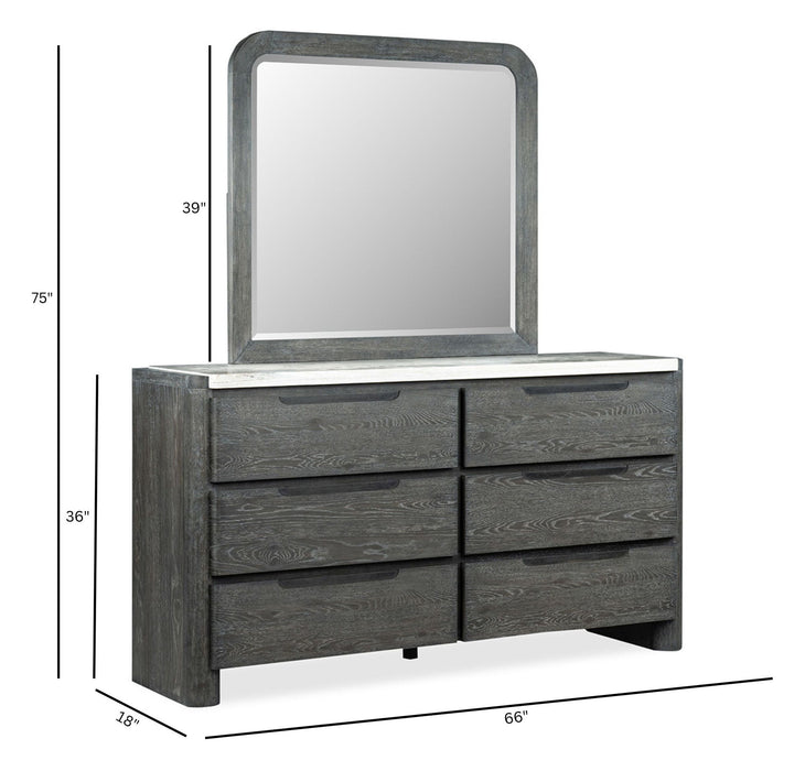 Keaton - Double Drawer Dresser With Portrait Mirror - Black