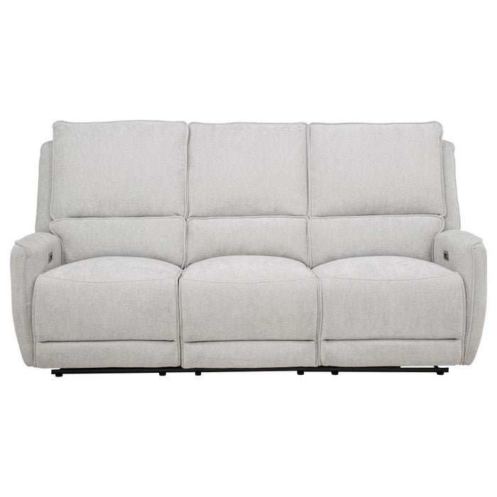Sylmar - Chenille Upholstered Power Reclining Sofa - Dove Gray