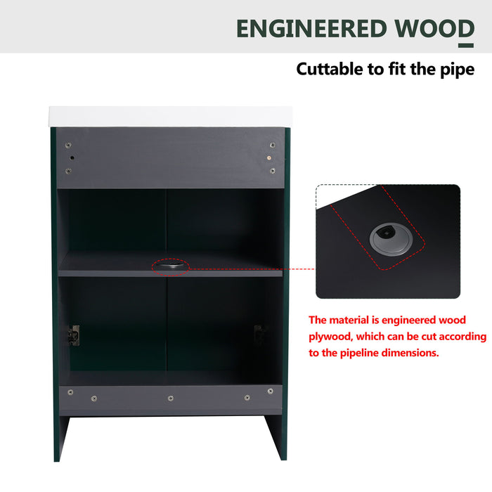 Contemporary Freestanding Bathroom Vanity With Resin Sink & Soft-Close Cabinet Doors