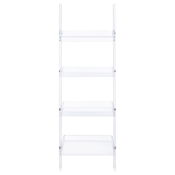Amaturo 72-inch 4-shelf Acrylic Ladder Bookshelf Clear
