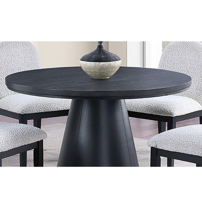 5 Piece Round Dining Set With Upholstered Chairs - Black / White
