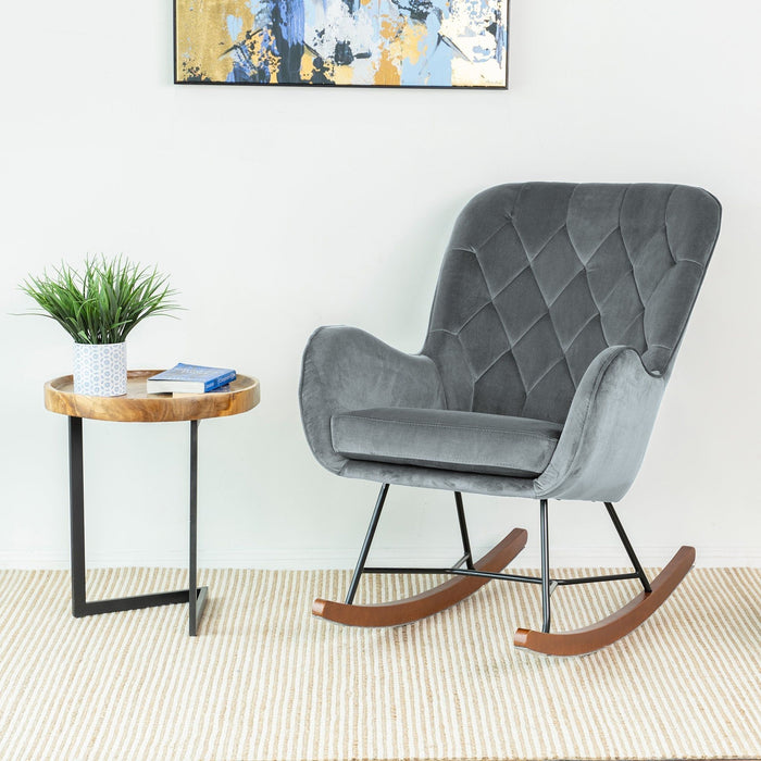 Hannah - Mid-Century Modern Rocking Chair - Gray