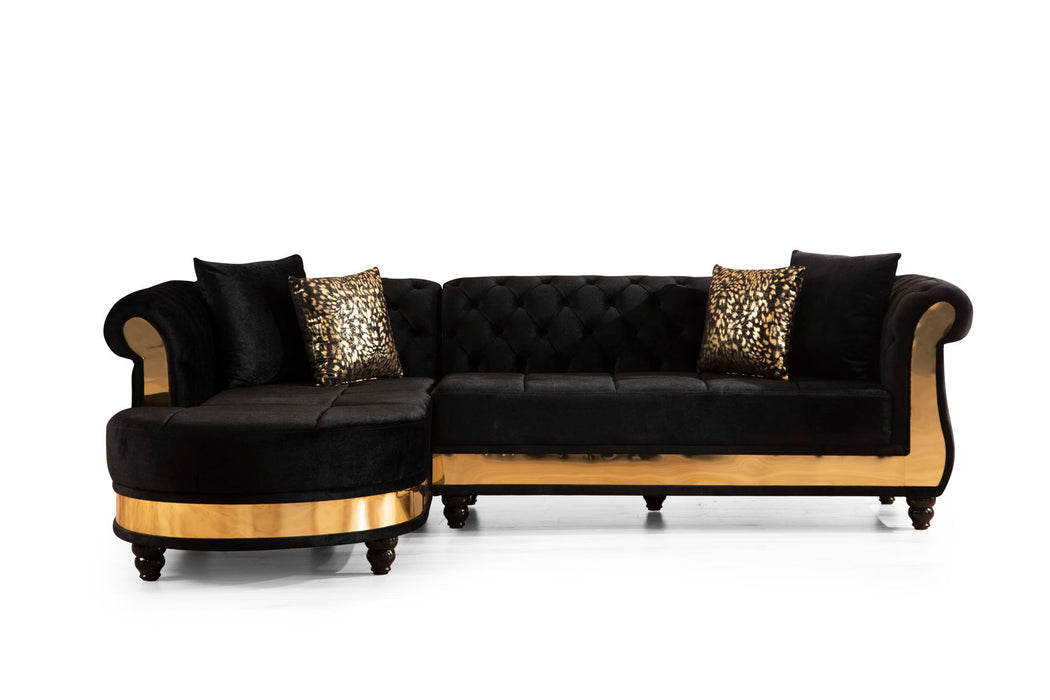 Julia Sectional Made With Velvet Fabric In Black