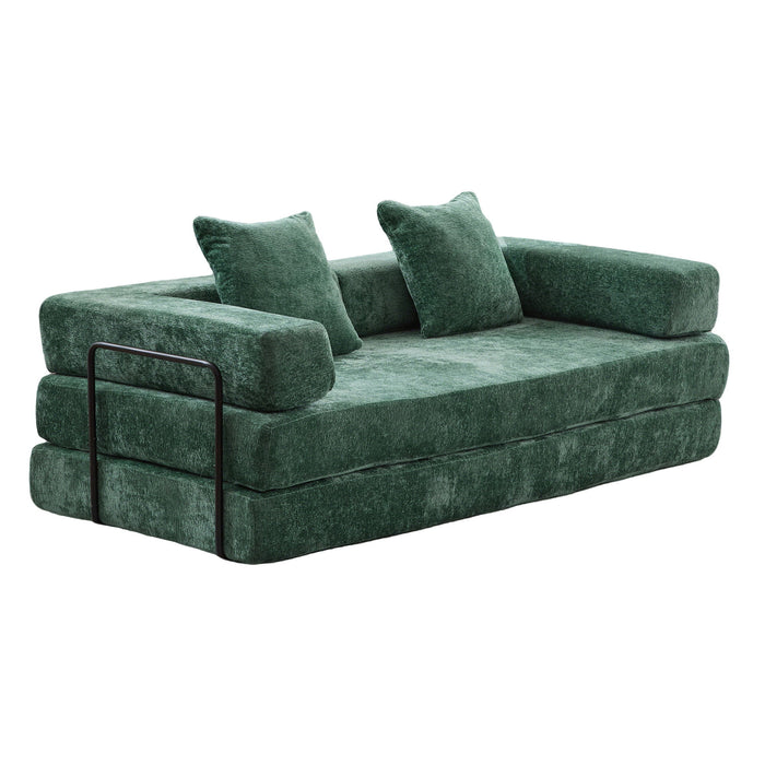 Convertible Floor Sofa Bed With Pillow Back Support Armrest