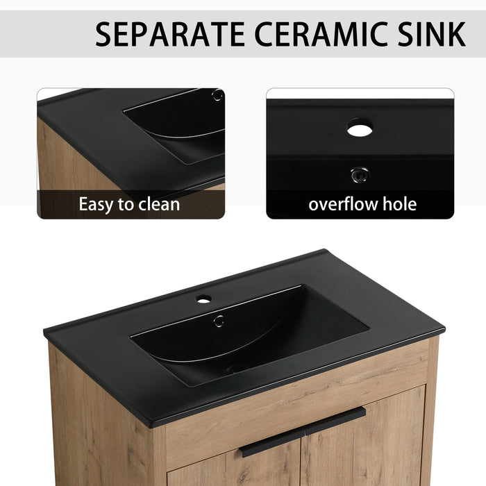 Freestanding Bathroom Vanity With Sink, Storage Cabinets, Soft Closing Doors