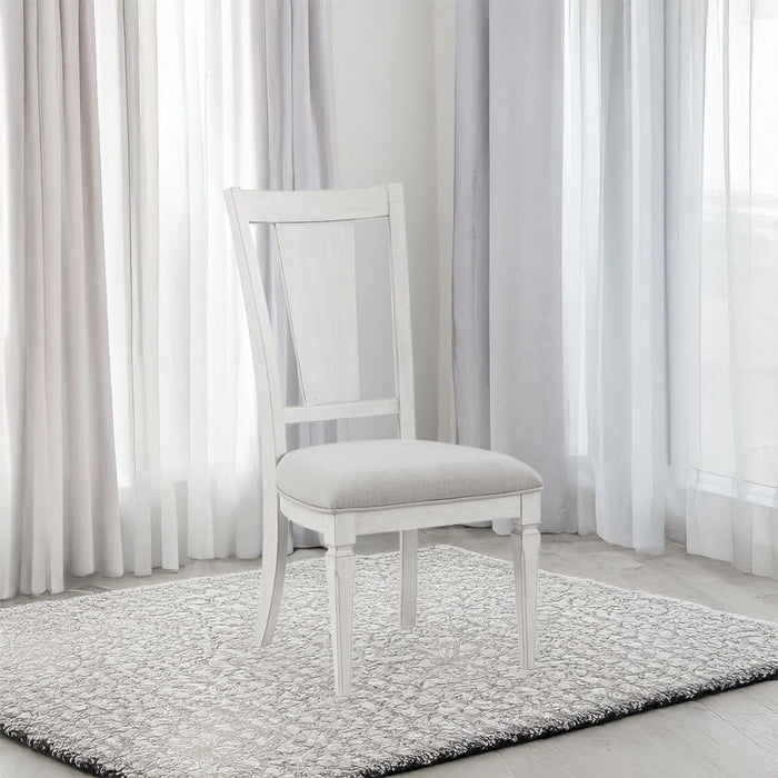 Katia - Side Chair Set of 2) - Light Gray Linen & Weathered White