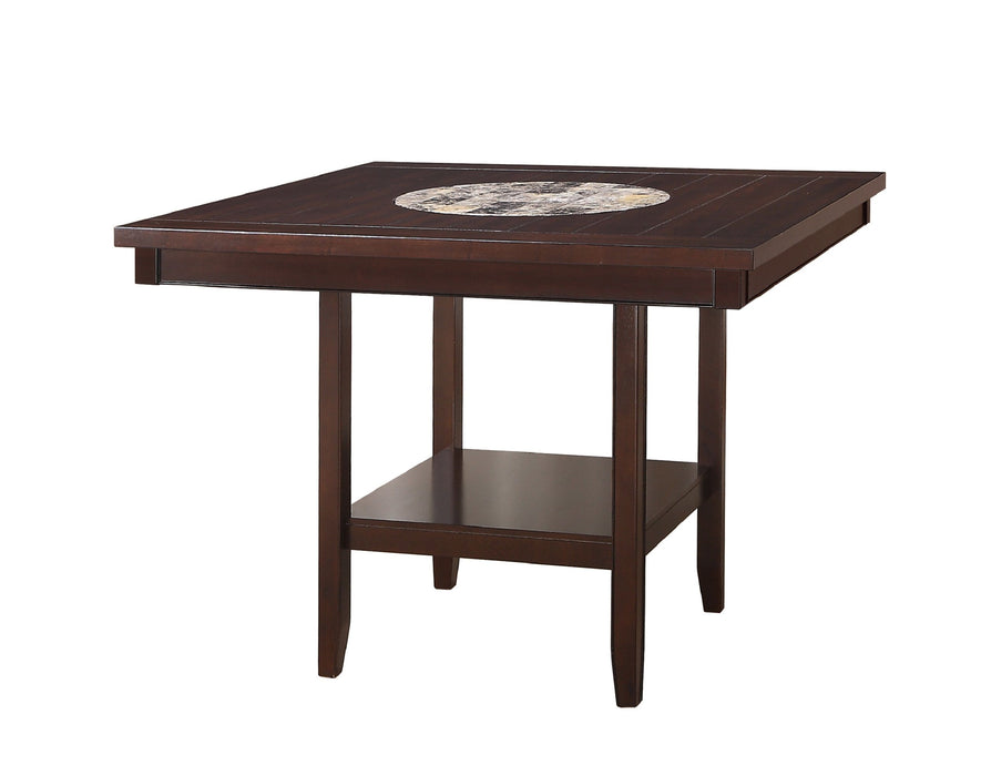 Contemporary Transitional Counter Height Dining Table With 20" Lazy Susan Rich Dark Brown Finish Wooden Wood Veneers Solid Wood Dining Room Furniture