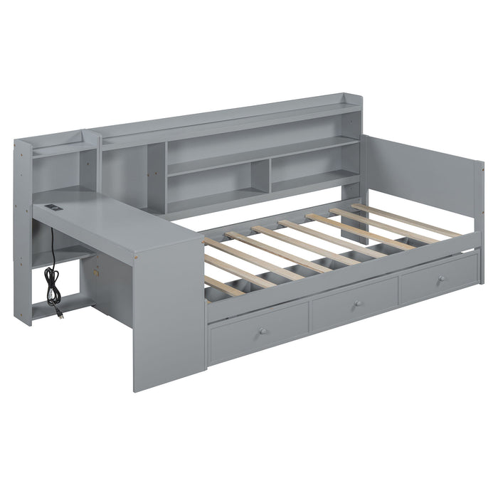 Daybed With 3 Drawers USB Ports And Desk