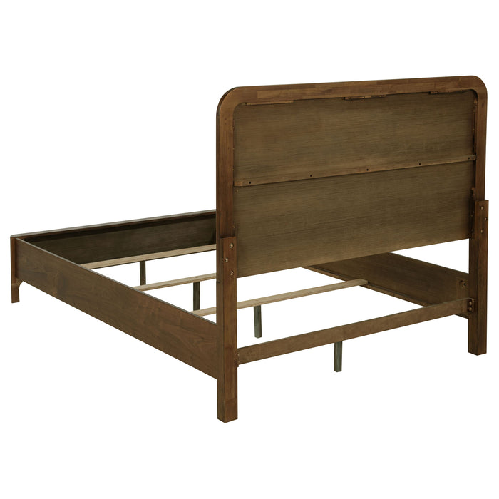 Maderia 57-inch Upholstered Queen Panel Bed Walnut
