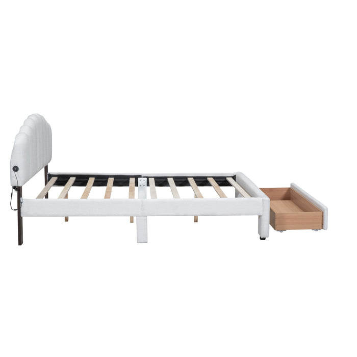 Upholstered Platform Bed With Drawer