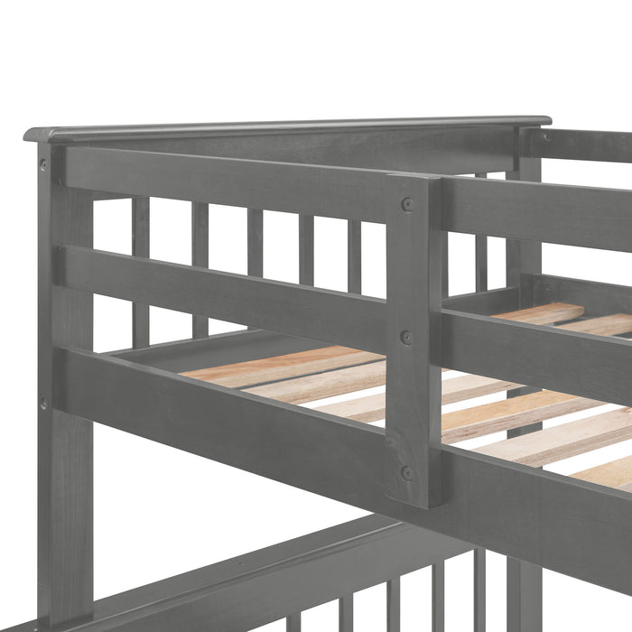 Stairway Bunk Bed With Storage And Guard Rail For Bedroom