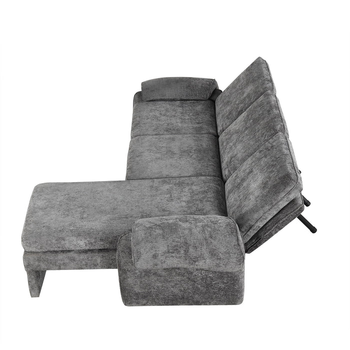 Convertible Futon Sofa Bed With Adjustable Backrest, Reversible Chaise Lounge And 2 Removable Armrest Pillows