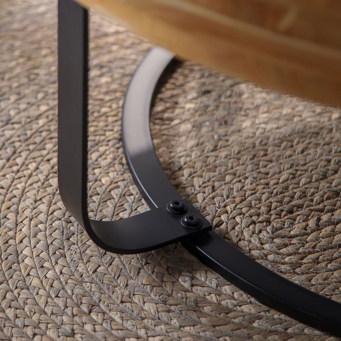 Modern Round Coffee Table With Wooden Carving Pattern