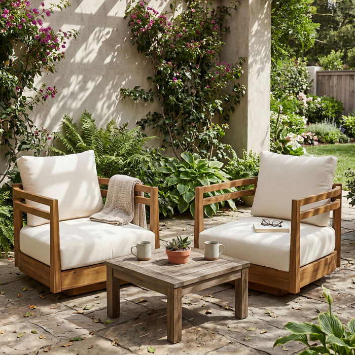 Outdoor Smooth Swivel Chair With Cushions