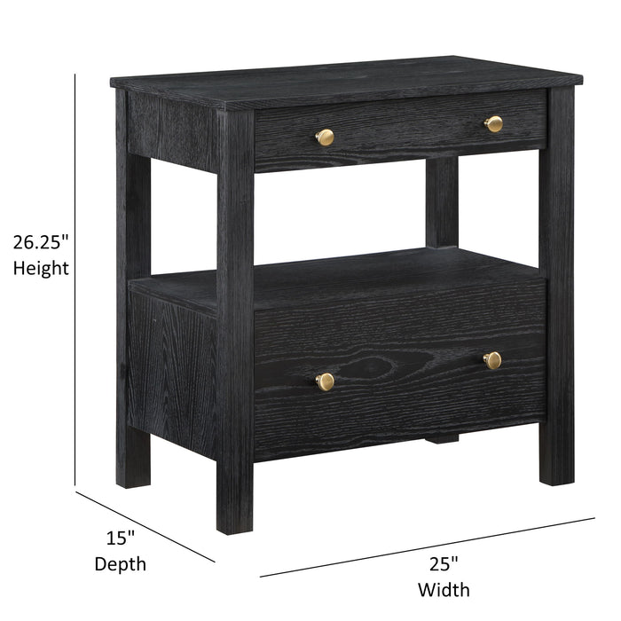 Danielle - 2 Drawer Nightstand With Knobs - Black