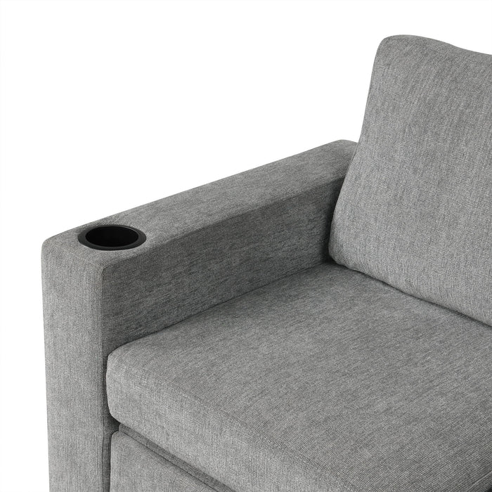 Sectional Sofa Convertible Pull-Out Sofa Bed With A Movable Storage Ottoman For Living Room