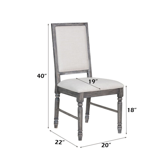 Leventis - Side Chair Set of 2) - Cream Linen & Weathered Gray