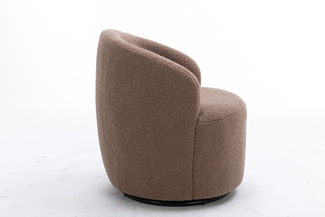 Teddy Fabric Swivel Accent Armchair Barrel Chair With Powder Coating Metal Ring
