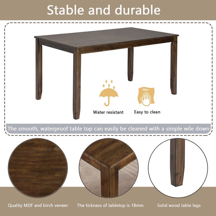 6 Pieces Kitchen Dining Set, Rectangular Wooden Dining Table With 4 Upholstered Chairs And A Bench