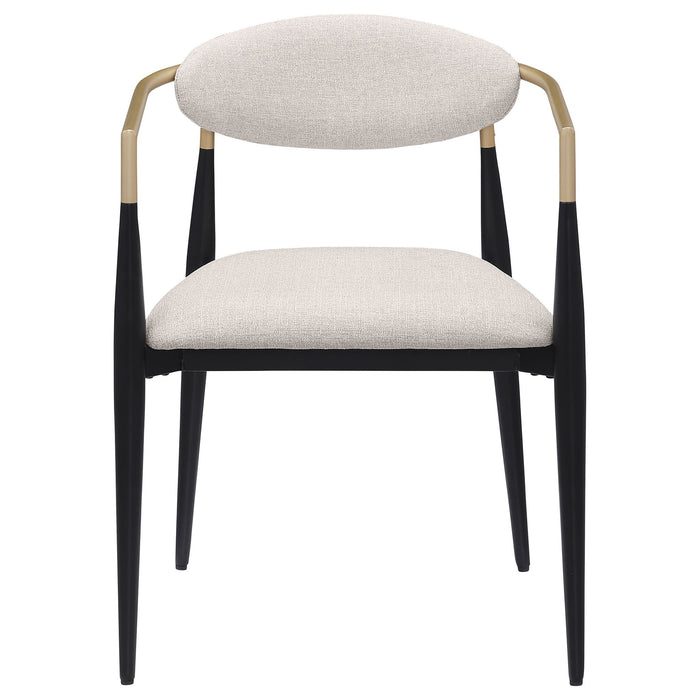 Bradbury Fabric Upholstered Dining Arm Chair Beige (Set of 2)